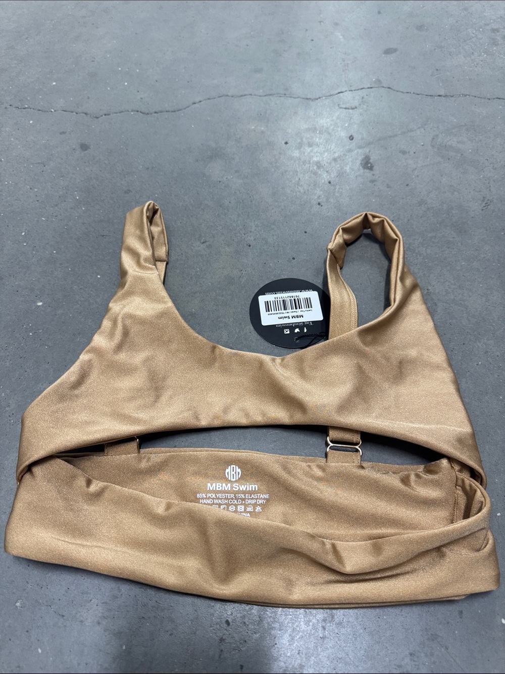 NWT MBM Swim Underboob Lucky Bikini Top Size Medium- Sand Cutout - Picture 2 of 4